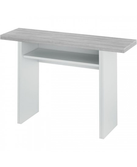 Table d'appoint extensible / console TAVOLO - Mélaminé gris béton - L 120 x P 35/70 x H 75/77 cm