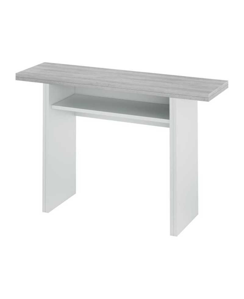 Table d'appoint extensible / console TAVOLO - Mélaminé gris béton - L 120 x P 35/70 x H 75/77 cm