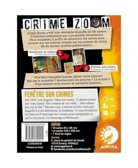 Aurora Jeu de stratégie Crime Zoom Fenetre sur crime - 9782491629045