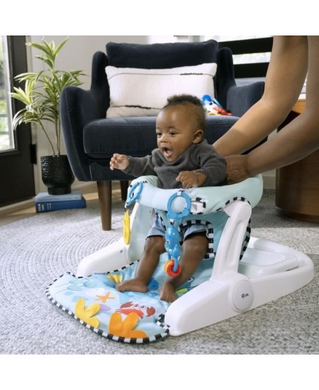 Siege au sol évolutif Ocean Explorers BABY EINSTEIN Sea of Support 2-en-1 avec jouets amovibles - Bleu/Blanc