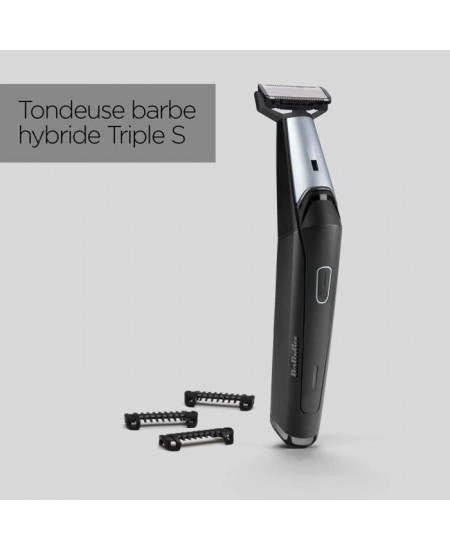 Tondeuse barbe hybride BABYLISS T880E - 100% étanche - autonomie 90min - Triple S - noir/gris