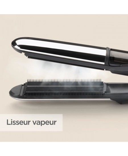 Lisseur vapeur Babyliss ST496E - Steam shine - 5 températures jusqu'a 230°C - Fonction ionique - Plaques 39 mm céramique