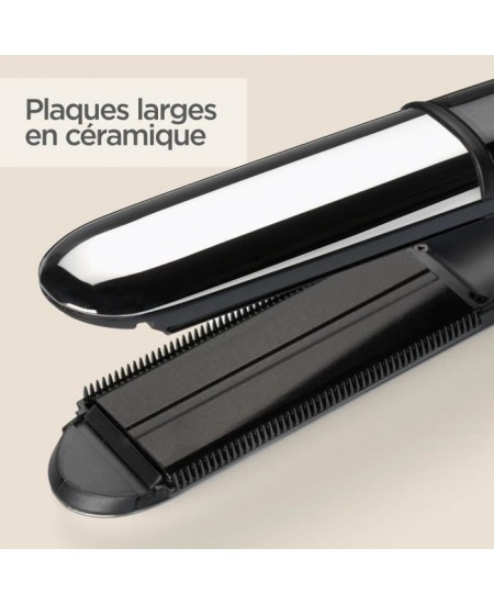 Lisseur vapeur Babyliss ST496E - Steam shine - 5 températures jusqu'a 230°C - Fonction ionique - Plaques 39 mm céramique