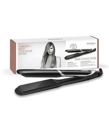 Lisseur Sleek Control Wide Babyliss ST397E - avec plaques tourmaline céramique - peigne amovible pour les cheveux longs et épa