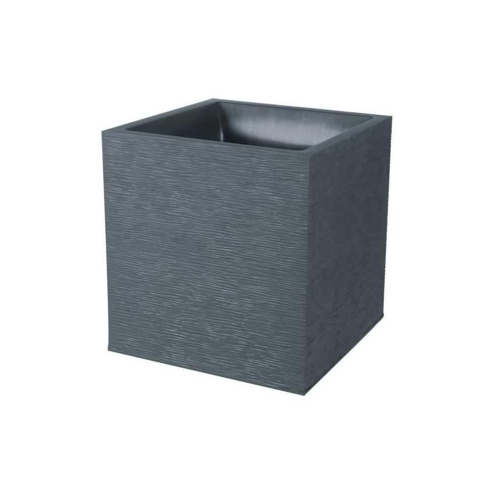 EDA Pot carré Graphit - 39 x 39 x 43 cm - 31 L - Gris anthracite