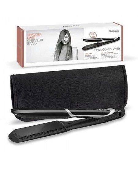 Lisseur Sleek Control Wide Babyliss ST397E - avec plaques tourmaline céramique - peigne amovible pour les cheveux longs et épa