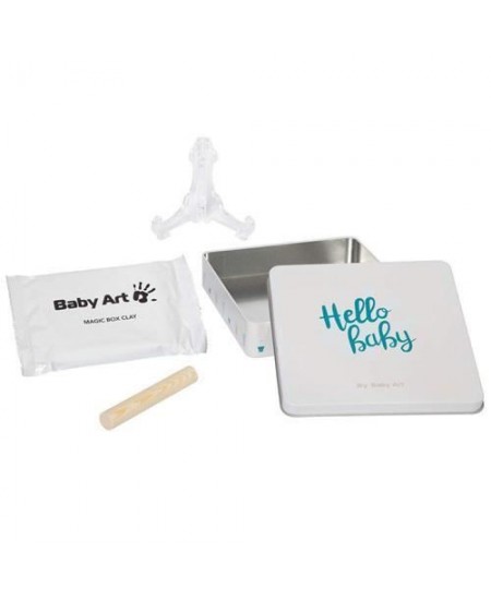 Baby Art Magic Box Square - Kit Empreintes Mains et Pieds Bébé dans Boîte Métal, Cadeau Naissance ou Bapteme, Essentiel