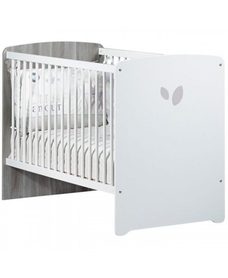 Chambre bébé duo Leaf: lit 120x60, commode a langer - Babyprice - Blanc