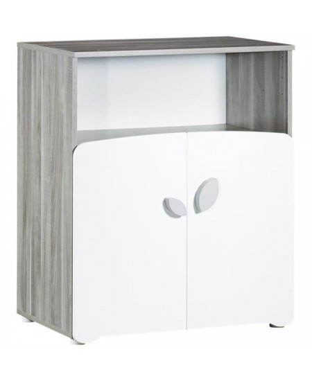 Chambre bébé duo Leaf: lit 120x60, commode a langer - Babyprice - Blanc