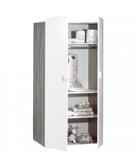 Chambre bébé trio Leaf: lit 120x60, commode a langer et armoire - Babyprice - Blanc