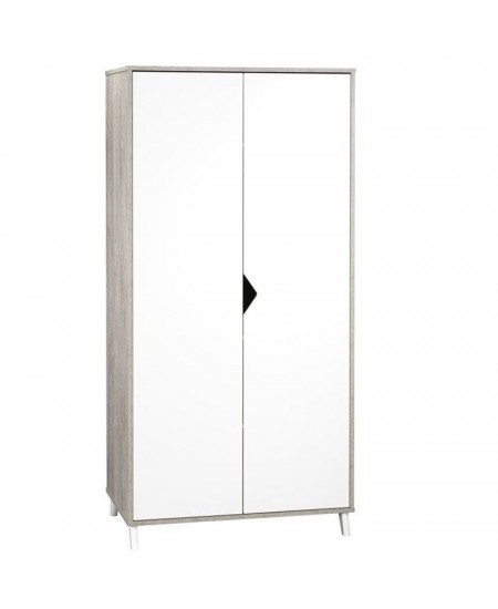 Armoire bébé Scandi Gris - Bois - Blanche - 2 portes - Babyprice