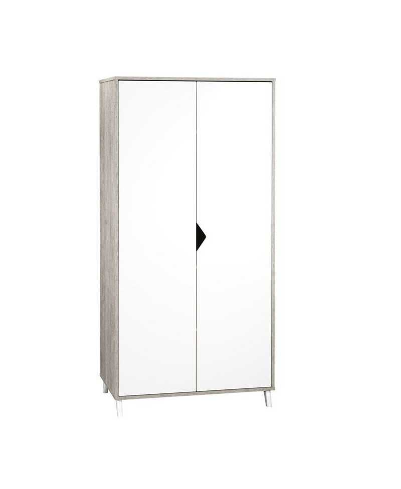 Armoire bébé Scandi Gris - Bois - Blanche - 2 portes - Babyprice