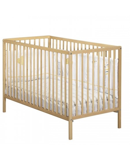 Lit bébé - 120 x 60 cm - Babyprice First - Tout barreaux - En bois naturel