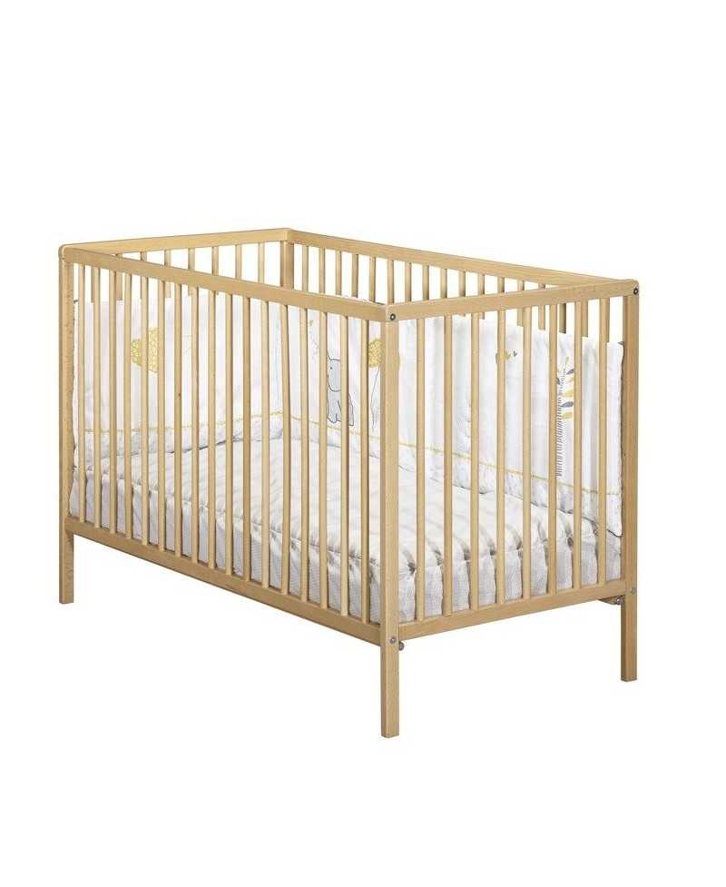 Lit bébé - 120 x 60 cm - Babyprice First - Tout barreaux - En bois naturel