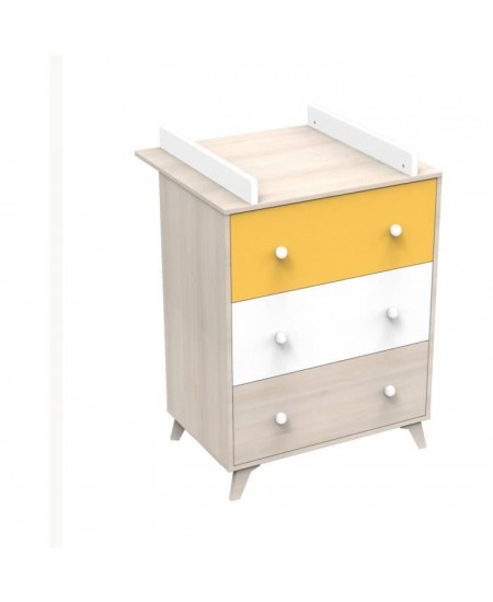 Commode a langer 3 tiroirs en mélamine beige clair