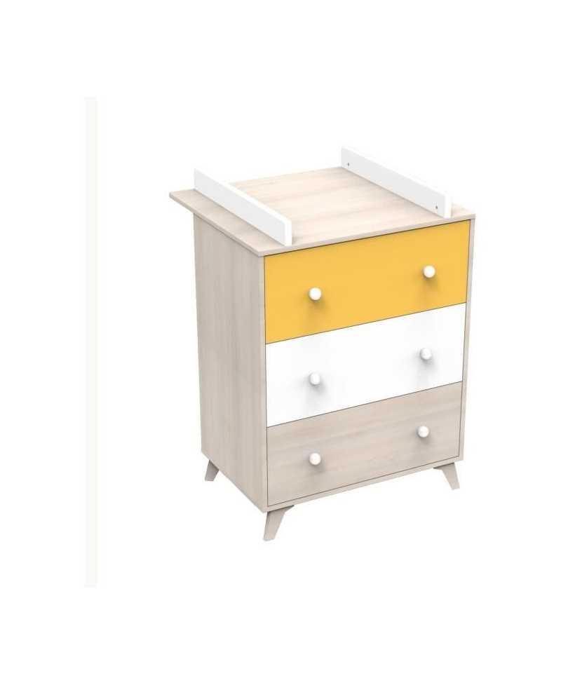 Commode a langer 3 tiroirs en mélamine beige clair