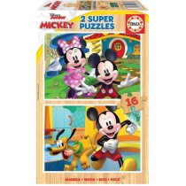 Puzzle en bois MICKEY & MINNIE - 2x16 pieces - Dessins animés et BD -