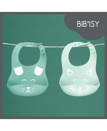 Babymoov Lot de 2 bavoirs en silicone BIB'ISY, avec poche ventrale