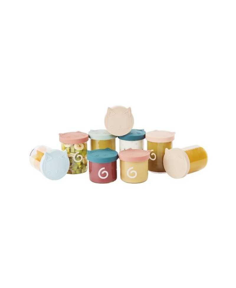 Babymoov ISY BOWLS 9 Pots de conservation en Verre Borosilicate Gradués - 6x250ml + 3x120ml