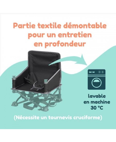 BAMBISOL - Rehausseur Bébé Nomade Evolutif en Chaise Enfant - Tablette Amovible, Pliage Rapide et Compact, Sac de Transport