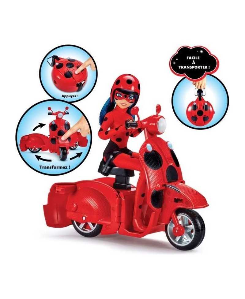 Scooter Miraculous Switch'n go + poupée articulée Ladybug Lucky Charm BANDAI 26 cm - P50668