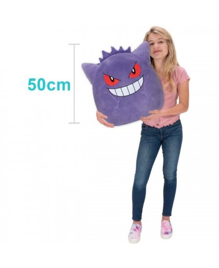 Peluche - BANDAI - Pokémon - Squishmallows 50 cm - Ectoplasma (Gengar) - Grande peluche ultra-douce - Licence officielle Pokém