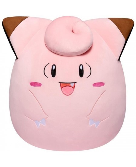 Peluche - BANDAI - Pokémon - Squishmallows 50 cm - Mélofée (Clefairy) - Grande peluche ultra-douce - Licence officielle Poké