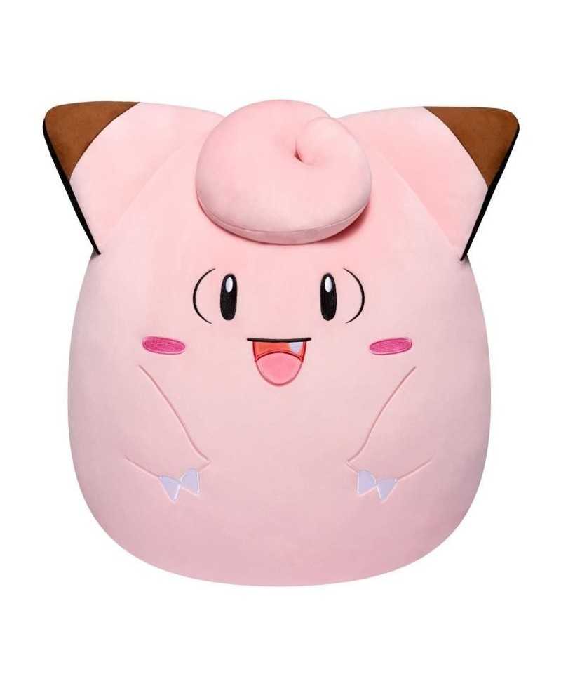 Peluche - BANDAI - Pokémon - Squishmallows 50 cm - Mélofée (Clefairy) - Grande peluche ultra-douce - Licence officielle Poké