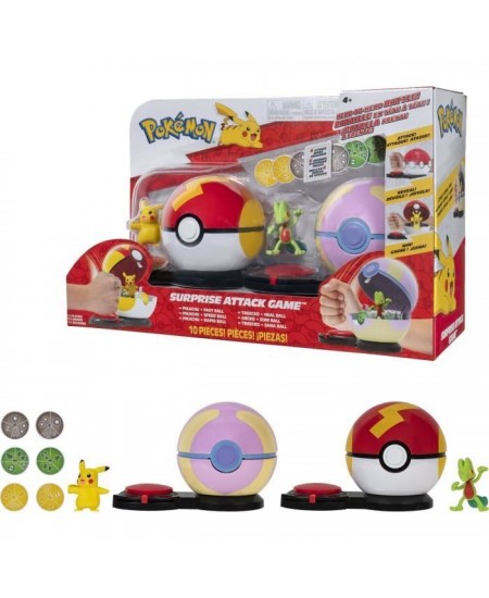 2 Poké Balls avec leur Pokémon et 6 disques d'attaques - BANDAI - Pokémon - Poké Ball attaque surprise Pikachu vs Arcko - Je