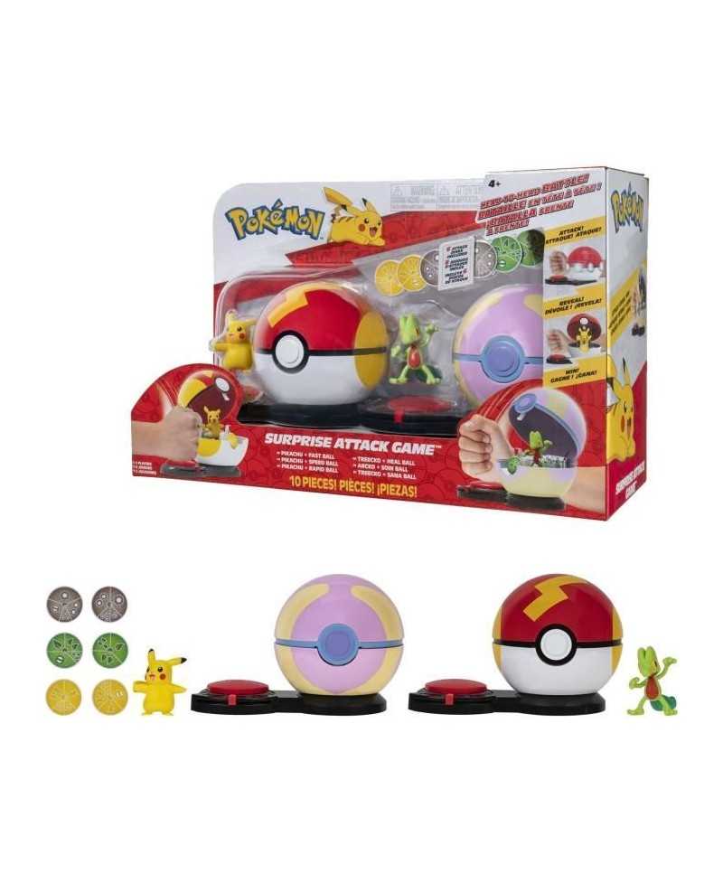 2 Poké Balls avec leur Pokémon et 6 disques d'attaques - BANDAI - Pokémon - Poké Ball attaque surprise Pikachu vs Arcko - Je