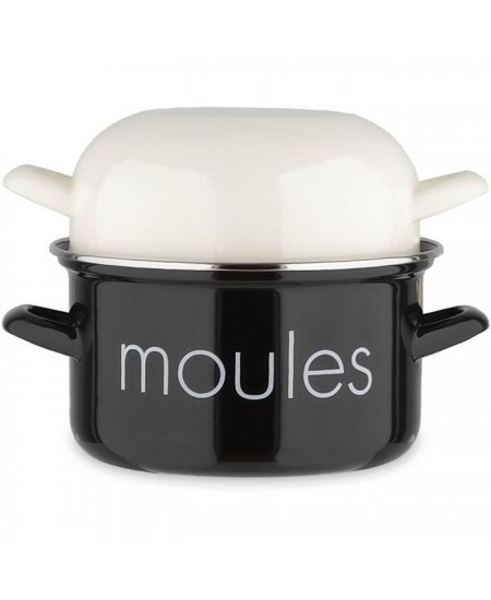 Marmite a moule BAUMALU 20 cm - Décor moules - Couvercle blanc - Noir