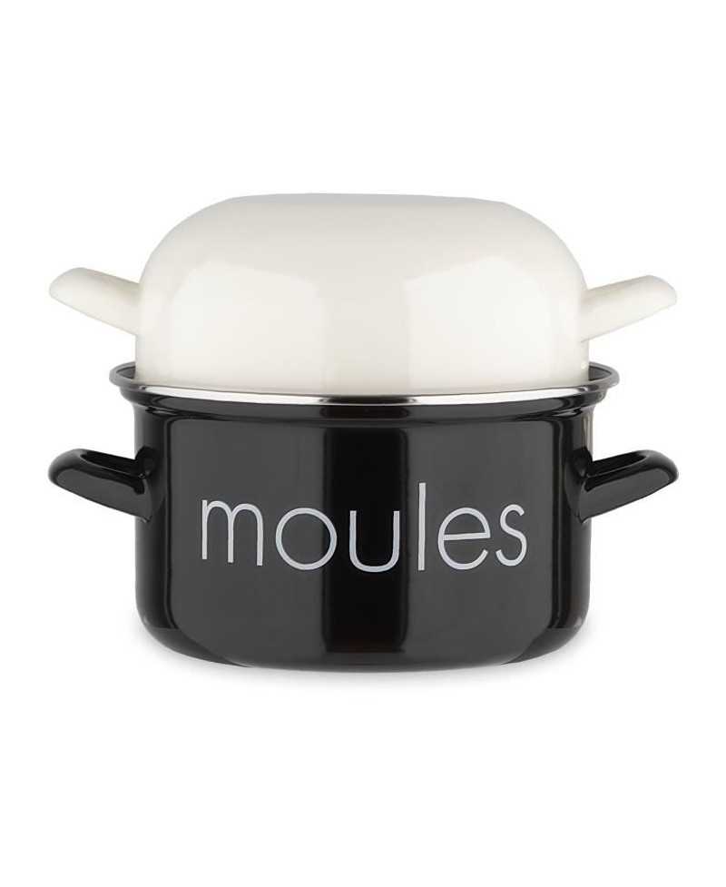 Marmite a moule BAUMALU 20 cm - Décor moules - Couvercle blanc - Noir