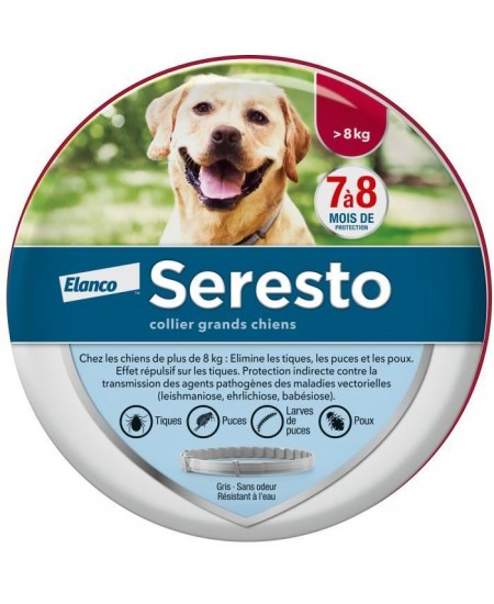 SERESTO Chien Collier Anti-Puces et Anti-Tiques +8kg 1 unité