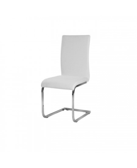 LEA Lot de 2 chaises de salle a manger - Simili blanc - Style contemporain - L 43 x P 56 cm