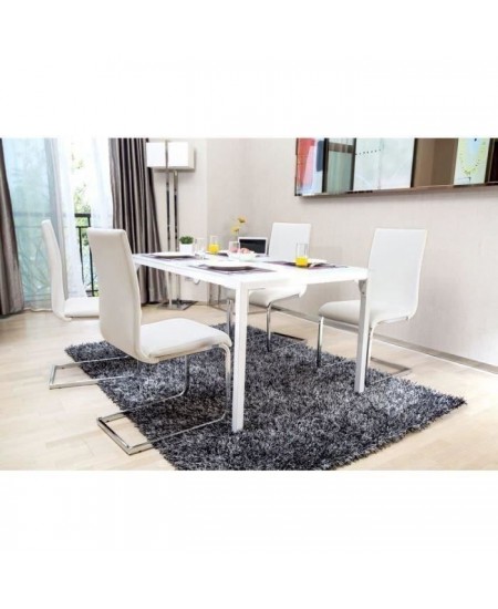 LEA Lot de 2 chaises de salle a manger - Simili blanc - Style contemporain - L 43 x P 56 cm