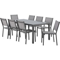 Ensemble repas de jardin : Table 180 cm + 8 chaises - Structure alumin