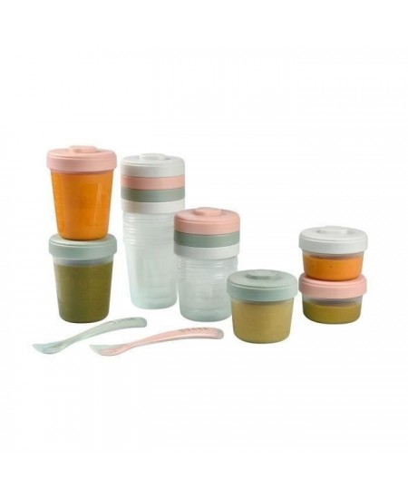 Pack 1er repas BEABA - Portions clip de conservation - Eucalyptus - 12 portions et 2 cuilleres