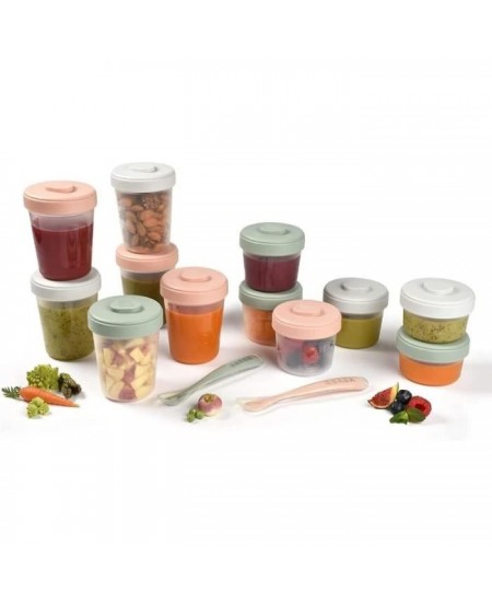 Pack 1er repas BEABA - Portions clip de conservation - Eucalyptus - 12 portions et 2 cuilleres