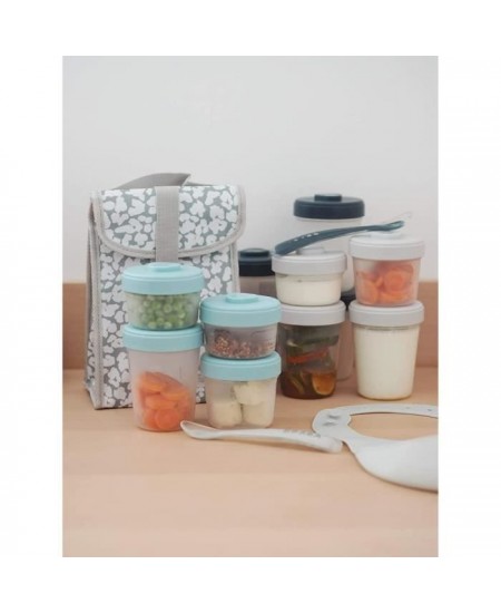 Pack 1er repas BEABA - Portions clip de conservation - Eucalyptus - 12 portions et 2 cuilleres