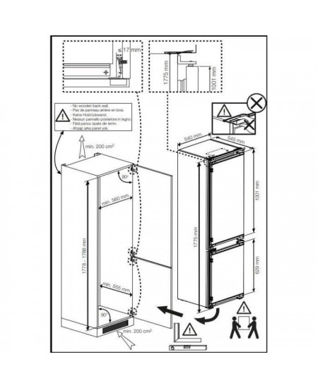 Réfrigérateur combiné intégrable BEKO BCHA275K4SN - 2 portes - 262 L - Semi No Frost - Blanc