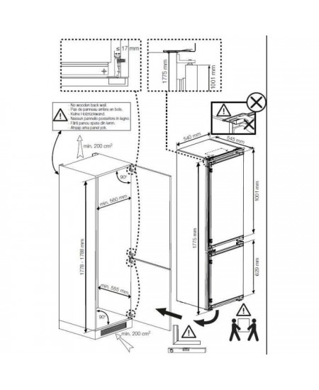 Réfrigérateur combiné intégrable - BEKO - Statique - Classe E - 271 L - 54,5 x 54 x 177,5 cm - Blanc