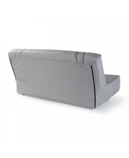 COMFORT BULTEX Banquette clic clac - Tissu Gris + Coussins déco rose - L193 x P9