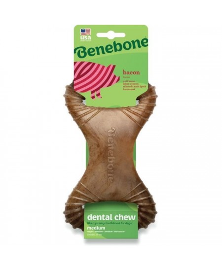 Benebone - Jouet a mâcher dentaire pour chien adulte, Taille M, saveur bacon