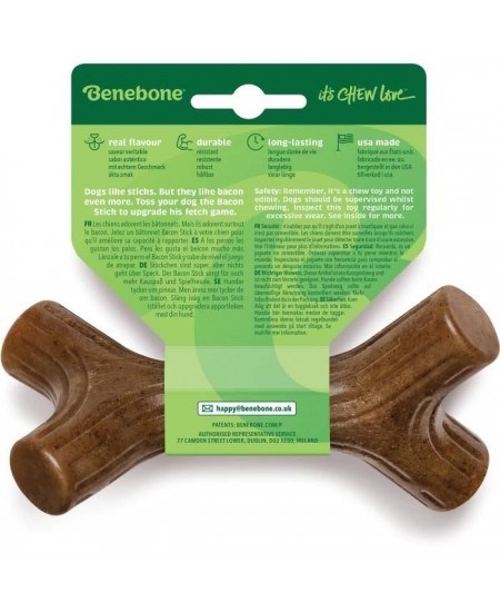 Benebone Jouet bâton a mâcher pour chien adulte, Taille S, saveur bacon , durable et résistant