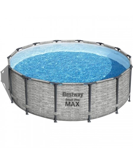 Kit Piscine hors sol tubulaire BESTWAY Steel Pro Max™ - 427 x 122 cm - Ronde (Livrée avec pompe de filtration, échelle + bâ