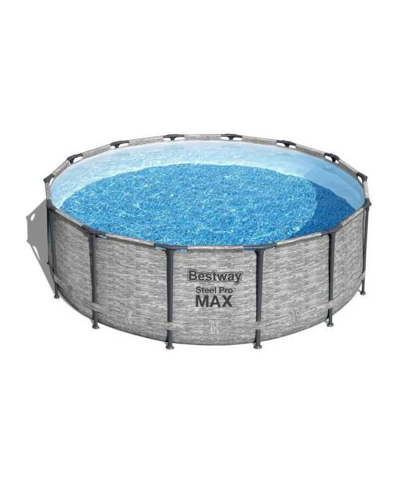 Kit Piscine hors sol tubulaire BESTWAY Steel Pro Max™ - 427 x 122 cm - Ronde (Livrée avec pompe de filtration, échelle + bâ