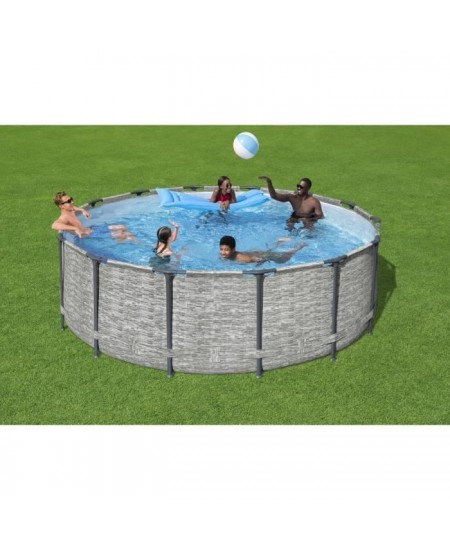 Kit Piscine hors sol tubulaire BESTWAY Steel Pro Max™ - 427 x 122 cm - Ronde (Livrée avec pompe de filtration, échelle + bâ