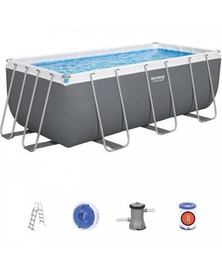 BESTWAY Piscine hors sol Power Steel™ 412 x 201 x 122 cm, filtre a cartouche, échelle, diffuseur Chemconnect™