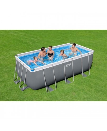 BESTWAY Piscine hors sol Power Steel™ 412 x 201 x 122 cm, filtre a cartouche, échelle, diffuseur Chemconnect™