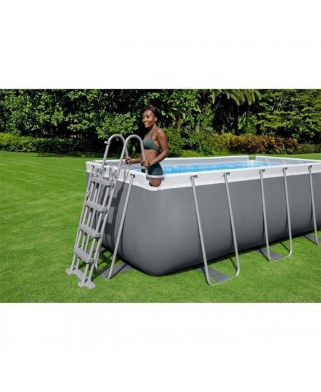 BESTWAY Piscine hors sol Power Steel™ 412 x 201 x 122 cm, filtre a cartouche, échelle, diffuseur Chemconnect™